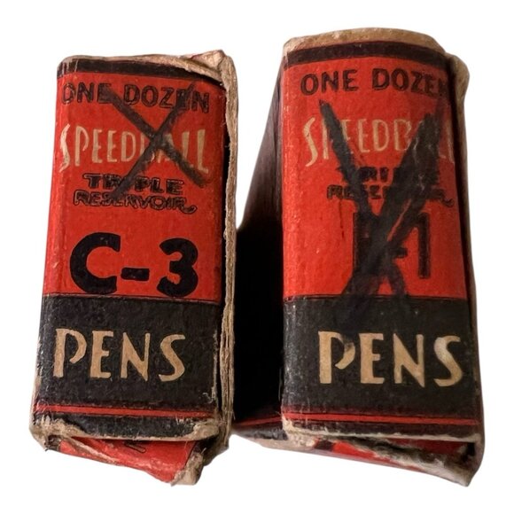 2 Antique Speedball B-1 C-3 Pen Box’s Nibs Hunt MFG Co Made In USA 1920's - Picture 6 of 6